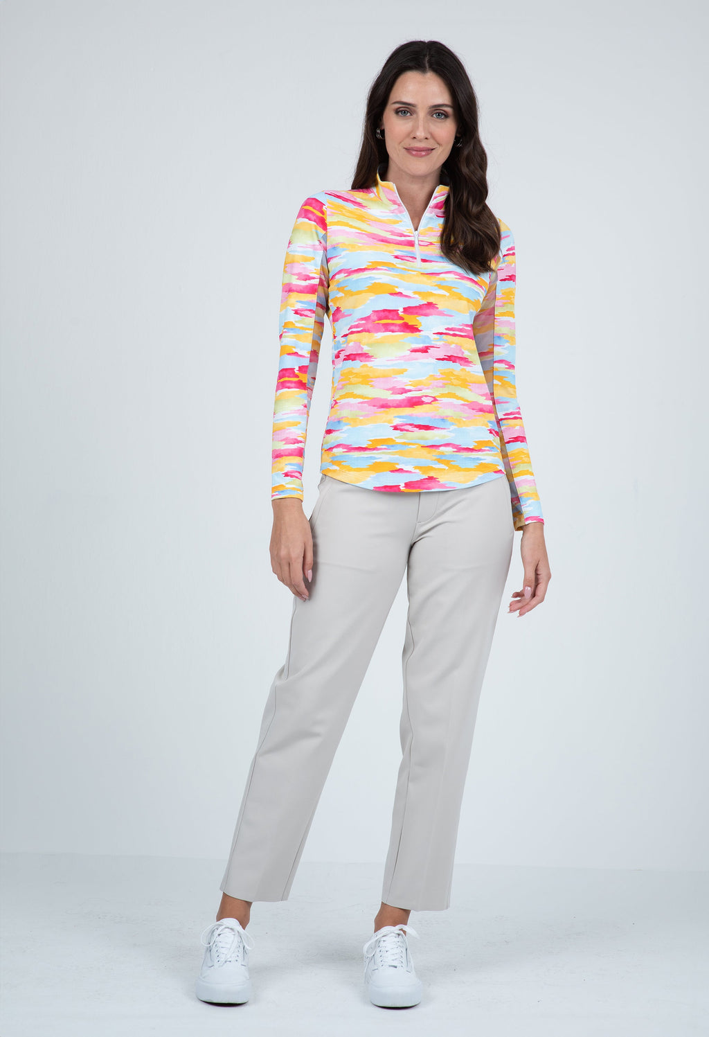 Jessie Print Long Sleeve Mock Neck Top – 10867