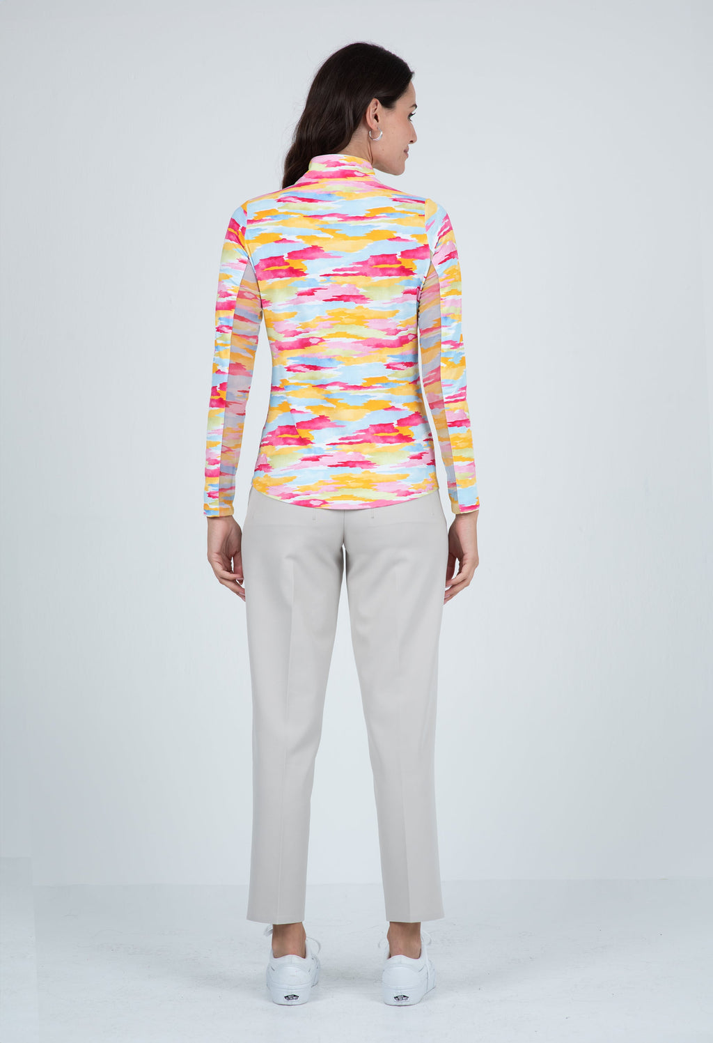 Jessie Print Long Sleeve Mock Neck Top – 10867