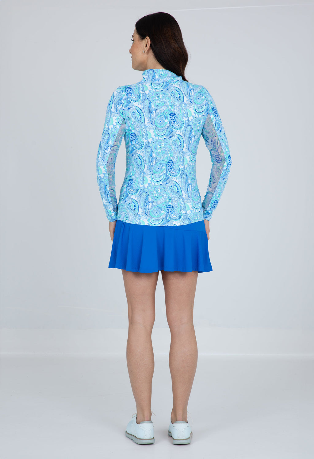 Gloria Print Long Sleeve Mock Neck Top – 10869