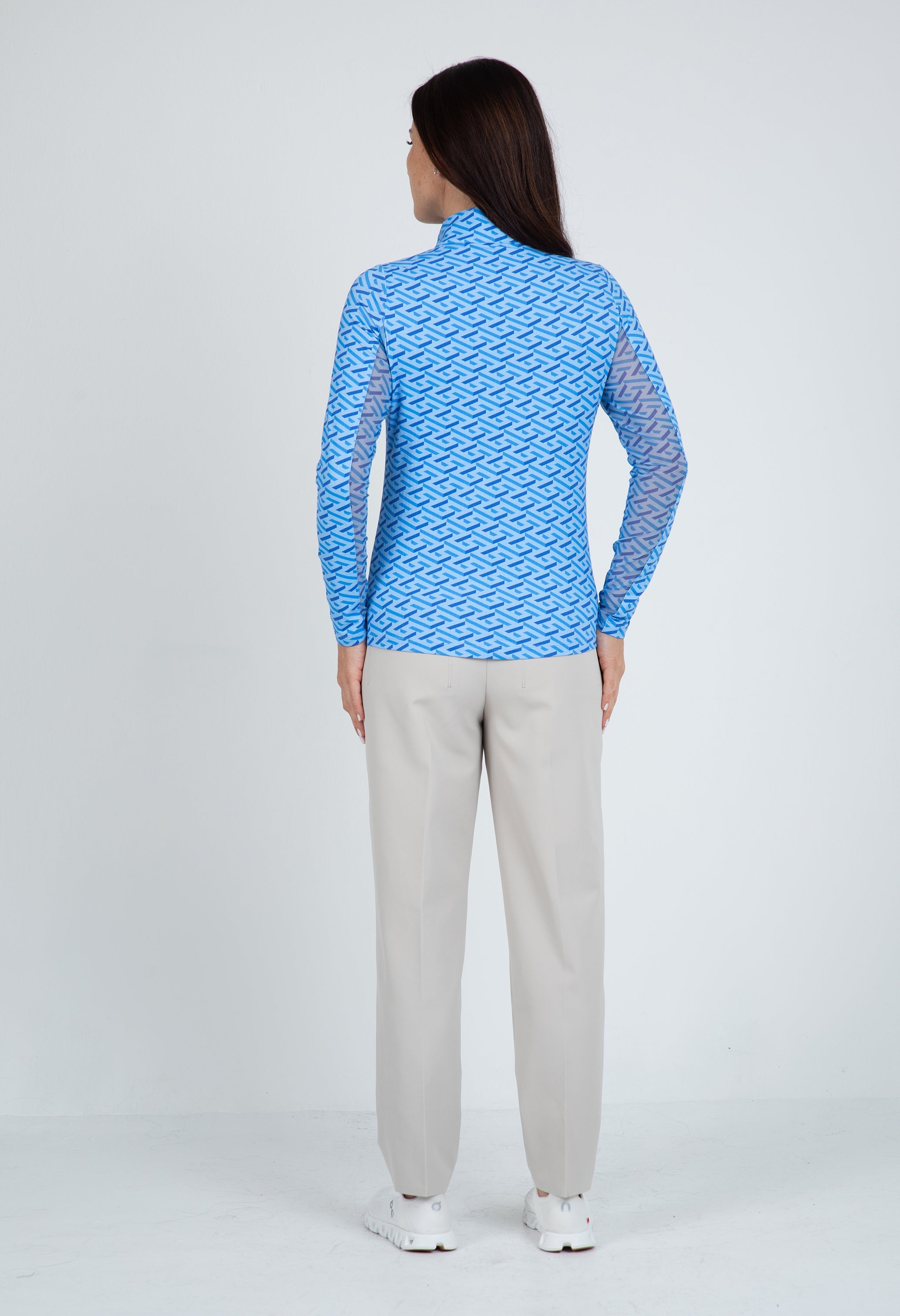 Fatima Print Long Sleeve Mock Neck Top – 10870