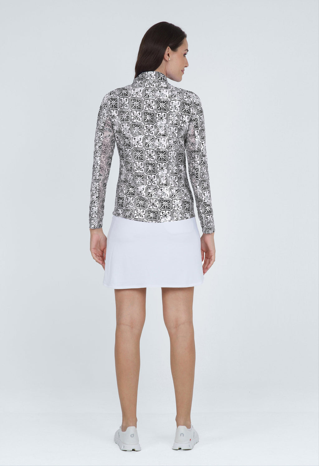 Kathy Print Long Sleeve Mock Neck Top – 10871