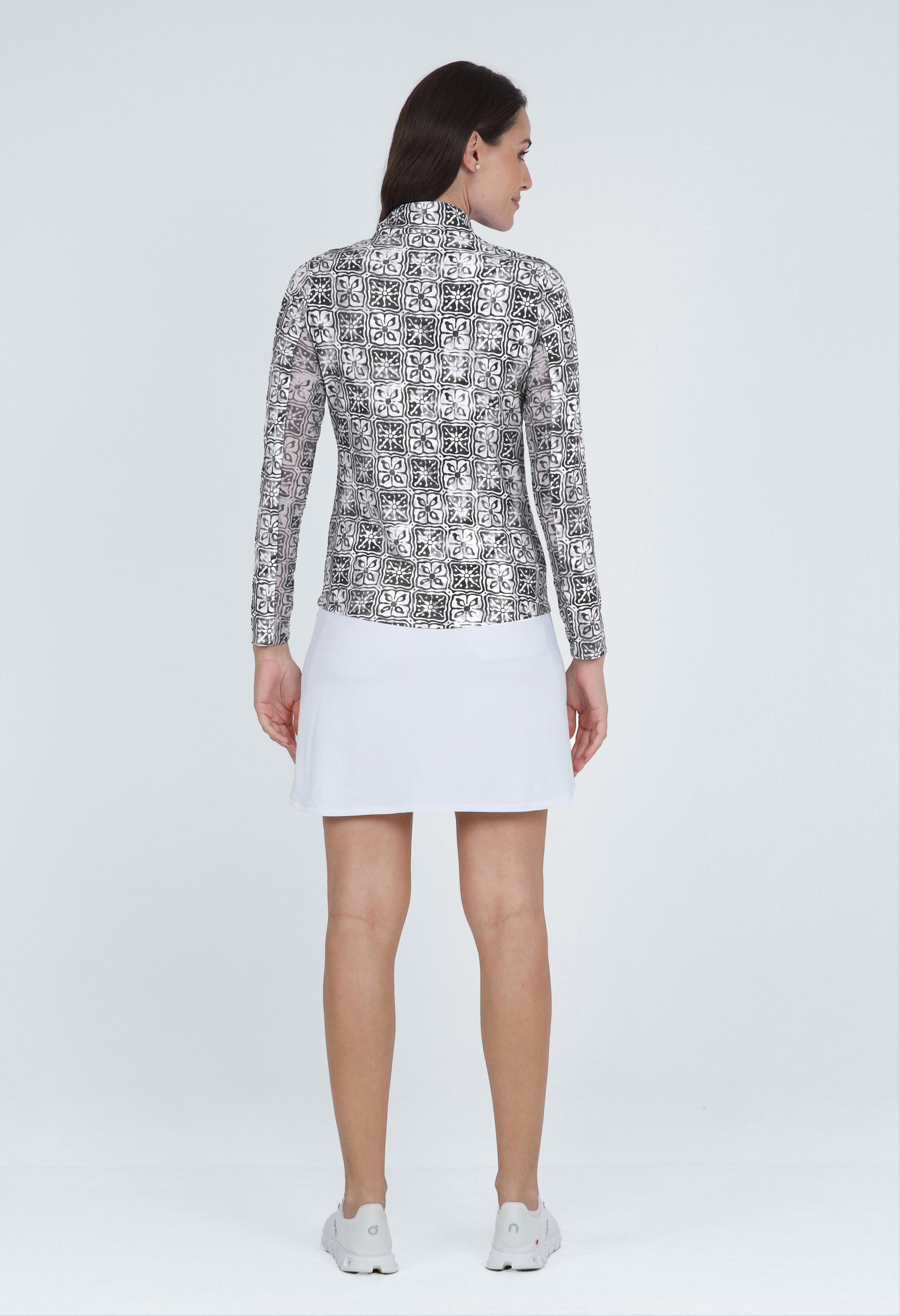 Kathy Print Long Sleeve Mock Neck Top – 10871