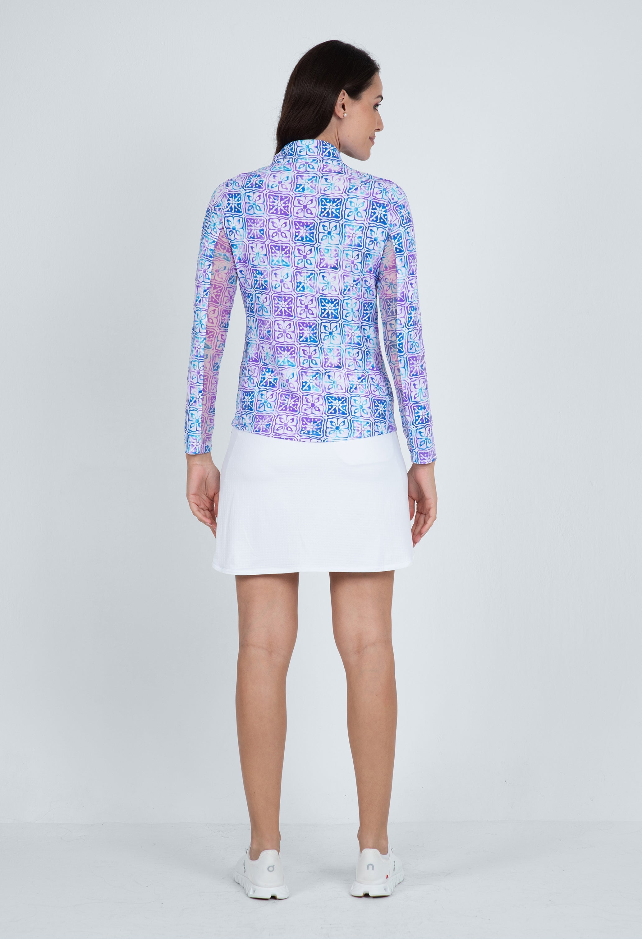 Kathy Print Long Sleeve Mock Neck Top – 10871