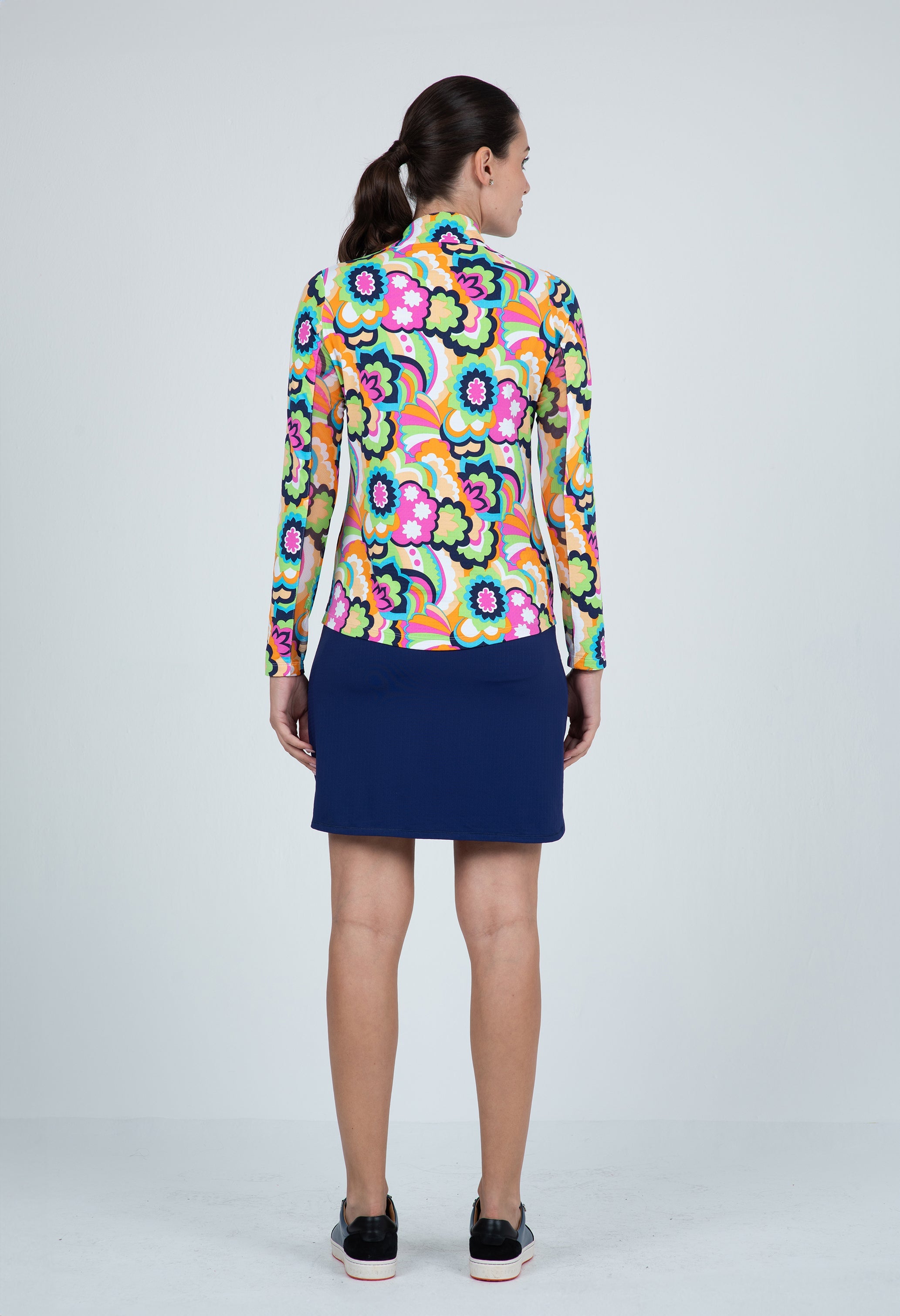 Yolanda Print Long Sleeve Mock Neck Top – 10873