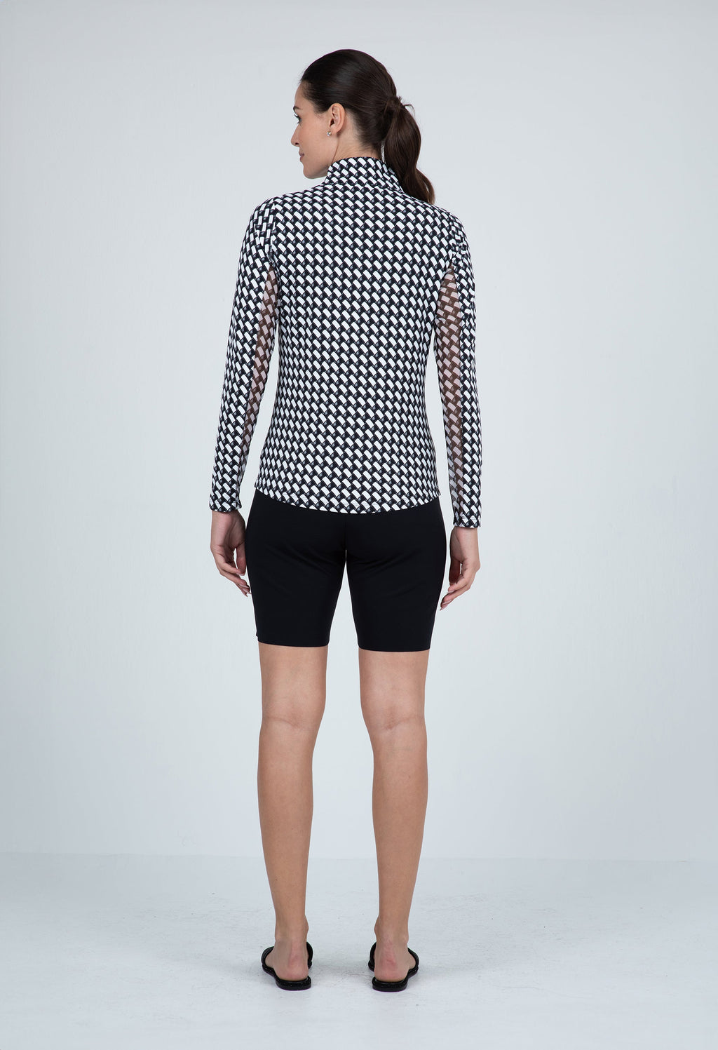 Brooke Print Long Sleeve Mock Neck Top – 10875