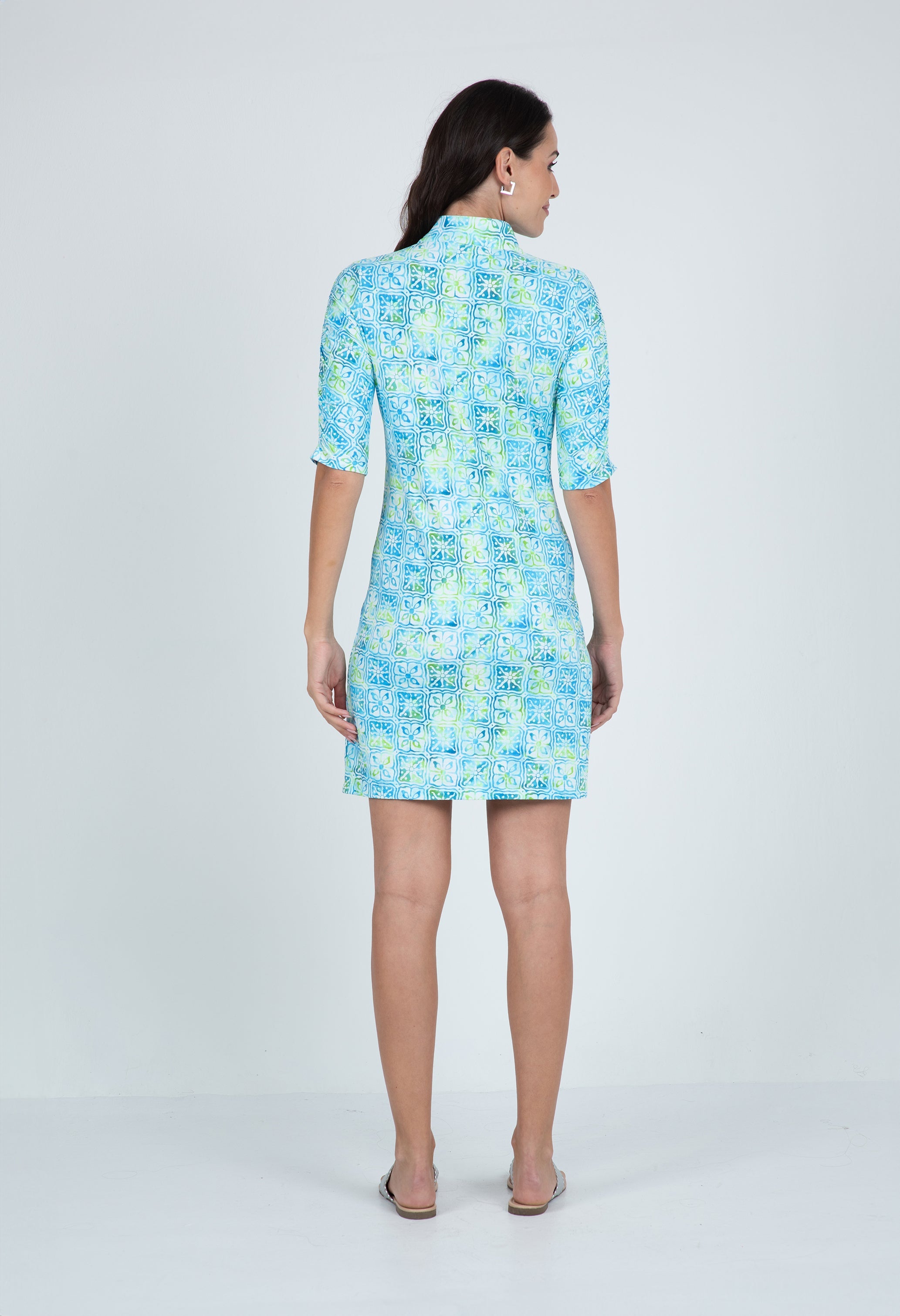 Kathy Print Ruched Elbow Length Sleeve Dress – 40871
